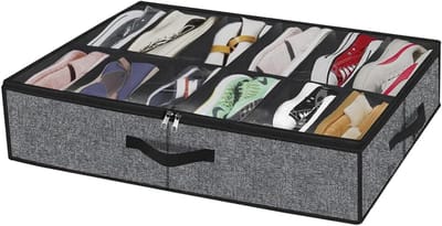 VHV - Schoenen organizer - Schoenen opbergbox onder bed - Schoenenopbergtas - Set van 1 - Ruimtebesparend - Stofdicht - Voor onder het bed en kledingkast - Slaapkamer organizer - 75*60cm - Zwart