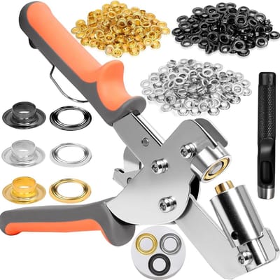 Grommet Tangen Set - Oogjes Perceren - Stoffen Versterken - Dubbel Magnetische Dies - 300 Stuks - Goud Zwart Zilver