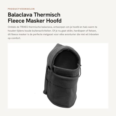 Dailygoods- Balaclava Thermisch Fleece - Bivakmuts Uniseks - Hoofd/Hals Bedekking - Warm en Comfortabel - Ideaal voor Buitenactiviteiten