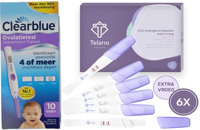 Clearblue Geavanceerde Digitale Ovulatietest 10 testen - Telano Zwangerschapstest 6 stuks Midstream Extra Vroeg Premium Voordeelset