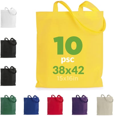 Boodschappentas | stoffen tas canvas | jute tas, stoffen tas, boodschappentas, draagtas canvas stof | lange hengsels | 100% katoen, sterke tas, wasbaar, 140gsm 38x42cm, E>-10 geel