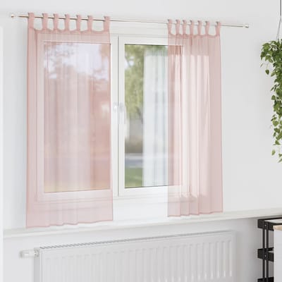 vidaXL - Gordijnen - voile - met - lussen - 2 - st - 140x140 - cm - lichtroze