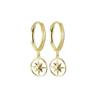 New Bling 9NBSAM-G190161 Gouden oorringen - Dames - Met hanger - Ster - 13 x 1,6 mm - Scharnier - 14 Karaat - Goud