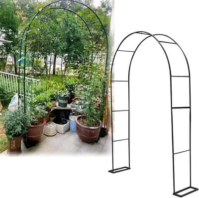Metalen Tuinboog - Rozenprieel - Klimplant Ondersteuning - Weerbestendig Frame - 180x220 cm - Zwart