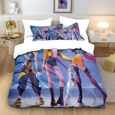 3-delige/set K-Pop Beddengoedset Demonenjagers Kleurrijke Print Polyester Studentenslaapzaal Laken Dekbedovertrek Kindercadeau Hometextiel 135x200cm