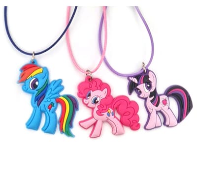 Schoencadeautjes - uitdeelkado - meisjes - 3 kinderkettingen - koord met hanger paardjes ponys - verjaardag feestje