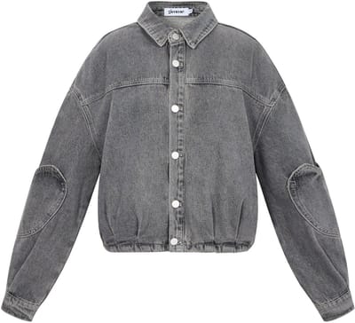Comfortabel Dames Denim Spijkerjack met Hartvormige Elleboogstukken - Roze - Maat S