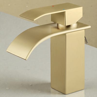 Auralum max Wastafelkraan - Waterbesparend - Badkamerkraan Goud - Watervalkraan - Badkamer Kraan - inclusief aansluitingen - Goud