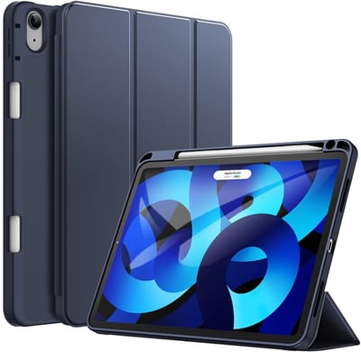CaseMania Bookcase hoesje geschikt voor Apple iPad Air 11 inch (M2-M4) - Effen Donkerblauw - Kunstleer