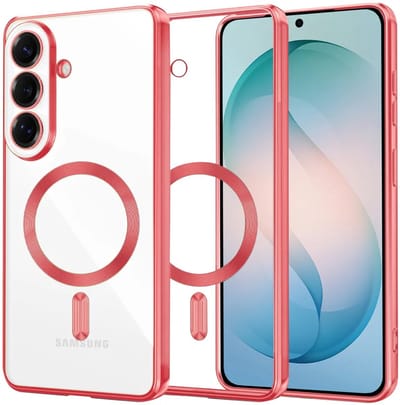 Hoesje geschikt voor Samsung Galaxy S26 Plus - Techsuit Luxury Crystal Back Cover - Geschikt voor MagSafe - Transparant/Rood