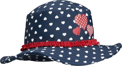 Zonnehoed Meisjes - Zomerhoed Kinderen - Bescherming tegen zon - Hartjesprint - One size - Blauw