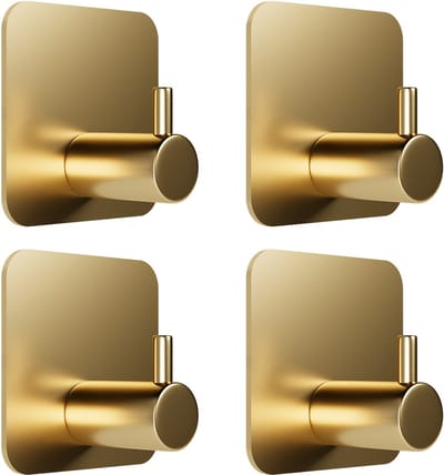 4 Zwaar Belastbare Zelfklevende Haken - Goud, RVS 304, Waterdicht - Voor Badkamer & Keuken