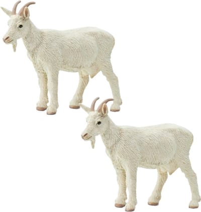 Safari LTD Speelgoed geit - Set van 2x stuks - boerderij dieren - 8 cm - speel figuur - wit - PVC