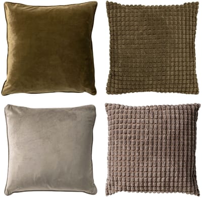 Dutch Decor - KUSSENSET - 4-delig - Dual Harmony - 45x45 cm - sierkussens inclusief binnenkussens - groen, taupe - Met Ritssluiting – Decoratie Kussens - Comfortabele kussentjes voor op de Bank