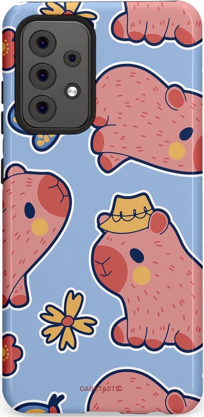 Casetastic Hoesje Geschikt voor Samsung A52 (4G/5G/s) - Stijlvolle Beschermende Duo-layer Case - Capibara geluk