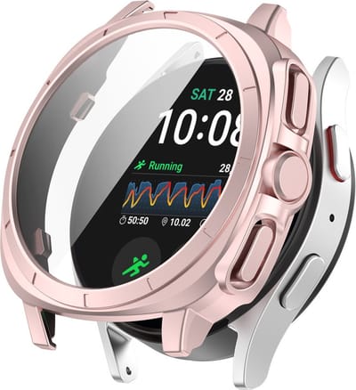 Watch case screenprotector - hoesje - gehard glas - geschikt voor Samsung Galaxy Watch 7 (40 mm) - roze