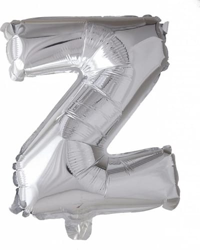 Folie Ballon Letter Z Zilver 41cm met Rietje