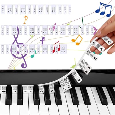 Pianotoetsen Stickers - Noten Labels - Muziek Leren - Afneembaar en Herbruikbaar - 88 Toetsen - Wit Zwart