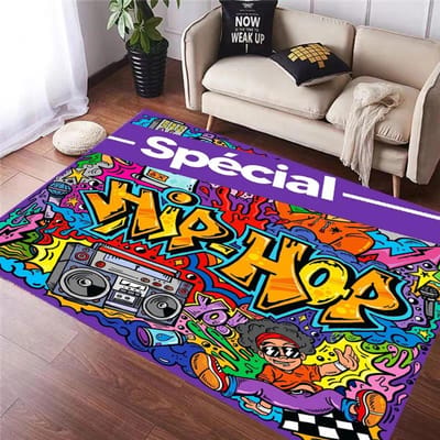 Jaren '90 Hip-hop Vintage Tapijt voor Woonkamer Slaapkamer Nachtkastje Vloermat Sprankelende Disco Feest Decor Keuken Koffietafel Deurmat 40x60cm16x24in
