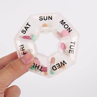 FSW-Products - Pillendoos - Rond - 7 Dagen - Medicijnen - Bewaardoos - Transparant - Pillendoosje - Pillen Organizer - Opbergdoos voor pillen