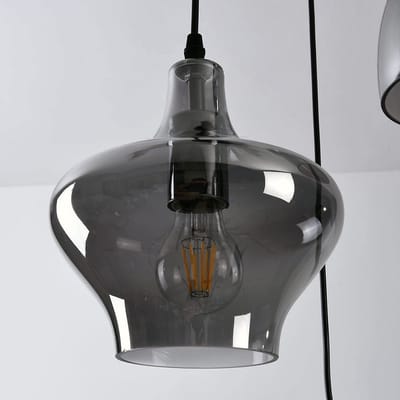 LumenXL - Zwarte hanglamp - smoke glas 3-lichts - Trinidad