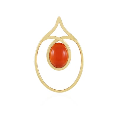 Cavill - Ovale carneool hanger 1,26 ct - 925 sterling zilver met vergulde rand - Moderne elegante vleesrode edelsteen - Sieraden zilver