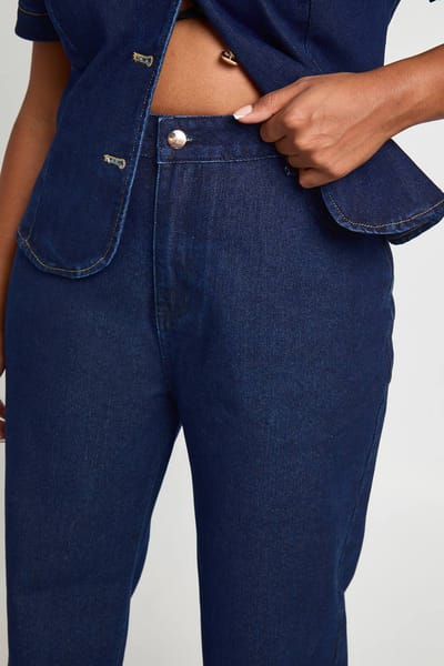 boohoo Dames Plus Contrast Stiksel Denim Rechte Pijp Jeans | Indigo | Maat: 44
