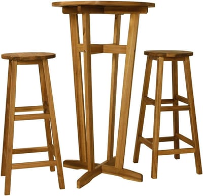 Massief Houten 3-Delige Barset met Tafel en Twee Barkrukken - Acaciahout