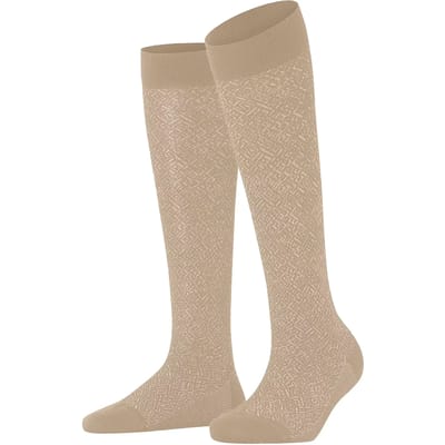 FALKE Snow Glitter lang gedessineerd wol kniekousen dames beige - maat 35-38