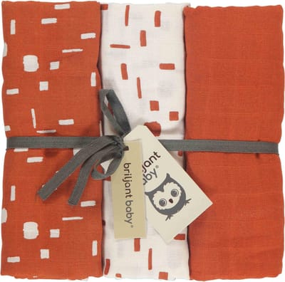 Briljant Baby Multidoek Hydrofiel XL Art - Swaddle - Inbakerdoek - 120 x 120 - Terra - 3 Stuks