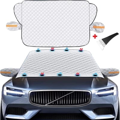 Auto voorruitafdekking, magnetische voorruitafdekking, winter, met ijskrabber, geschikt voor de meeste auto's (160 x 120 cm)