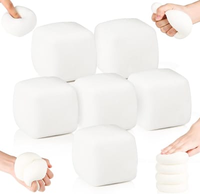 Allecto Plus - 6 stuks kubusvormige stressballen wit - Tofu kneedbal voor handtherapie - Anti-stress bal voor kinderen en volwassenen