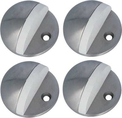 AMIG Deurstopper/deurbuffer - 4x - D45mm - inclusief schroeven - mat rvs