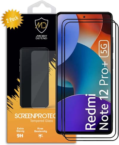 2-Pack MobyDefend Screenprotectors - Geschikt voor Xiaomi Redmi Note 12 Pro Plus 5G - Screensavers Met Zwarte Randen - Gehard Glas