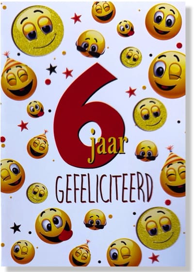 Hoera 6 Jaar! Luxe verjaardagskaart - 12x17cm - Gevouwen Wenskaart inclusief envelop - Leeftijdkaart