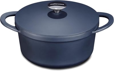 Gegoten Aluminium Kookpan - Sauspan Fornuis - Dagelijks Koken - Volledige Inductie Bodem - 24 cm - Blauw