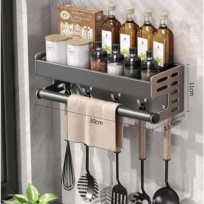 Étagère de Rangement de Cuisine Étagère à Épices Murale Condiment Multifonctionnel Organisateur de Cuisine Domestique Étagère de Rangement black