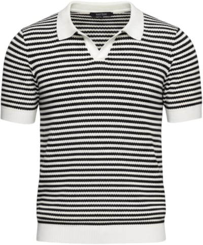 OMBRE Polo - Slim Fit - Viscose - Korte Mouw Zwart S