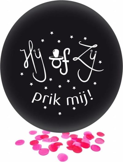 Partyxplosion - Gender reveal ballon ROZE - Hij of Zij - Prik mij- 60cm
