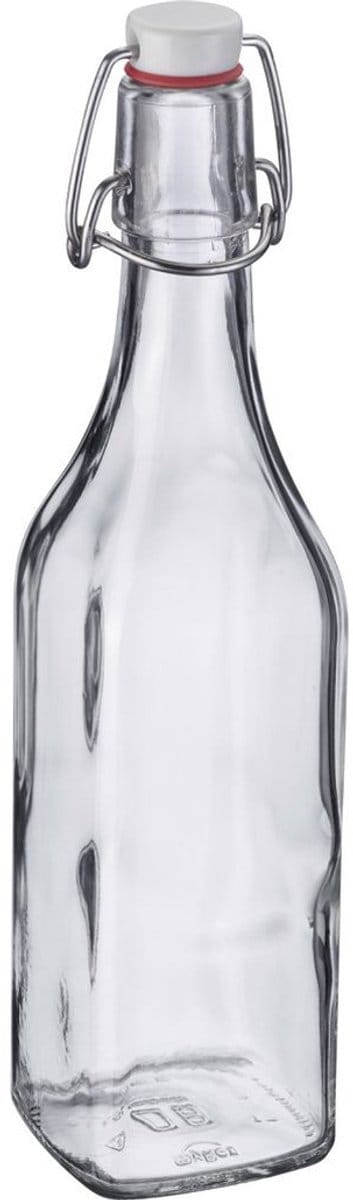 Westmark Beugelfles / Weckfles - transparant glas - luchtdicht - 0.5 liter - waterfles - vierkant - 6.5 x 26 cm
