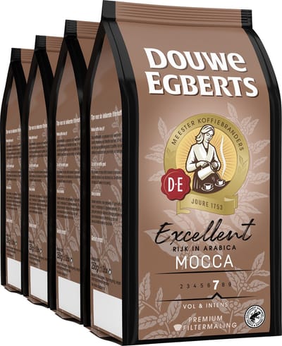 Douwe Egberts Excellent Mocca Filterkoffie - Intensiteit 8/12 - 4 x 250 gram