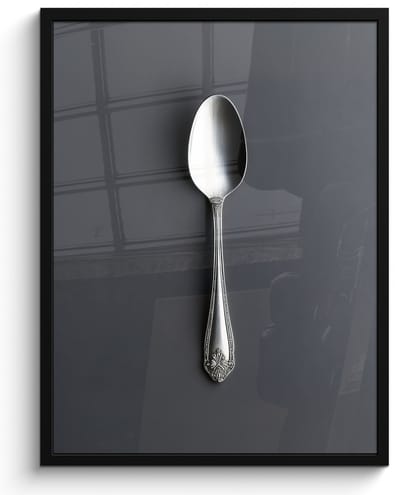 Poster in lijst - Fotolijst 50x70 cm - Posters - Zilver - Metaal - Lepel - Posterlijst zwart - Decoratie - Wanddecoratie woonkamer - Muurdecoratie slaapkamer