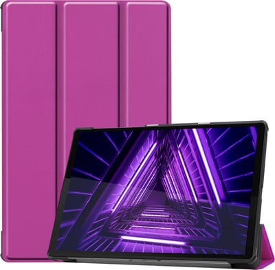 Hoes - Geschikt voor Lenovo Tab M10 FHD Plus (2e / 2nd Generatie) - Dun & Stevig - Trifold Bookcase - Hard Cover - Hardcover Book Case - Tablet Hoesje - Paars