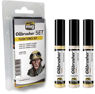 AMMO by Mig Jimenez Hobbyverf Enamel verf - MIG 7500 Flesh Tones for Figures - Set Oilbrusher(s) - 3x 10 ml