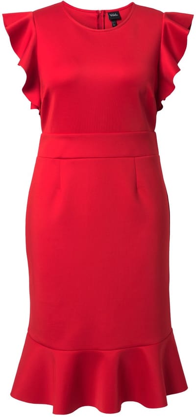 Ulla Popken - Dames - Scuba jurk comfortabele pasvorm korte kapmouwen - Salsa - Maat 56