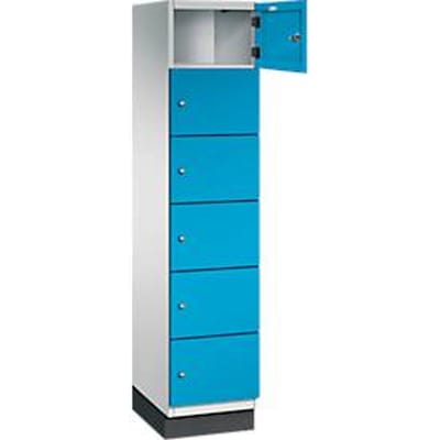 C+P Cambio lockerkast, 1 vak, 6 vakken, met plint, B 400 x D 525 x H 1980 mm, lichtgrijs/lichtblauw
