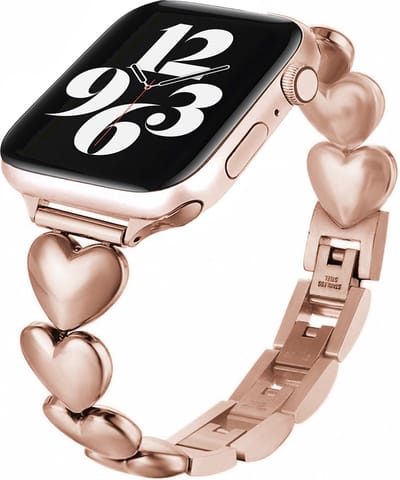 MY PROTECT - Luxe Metalen Love Bandje - Geschikt Voor Apple Watch Bandje - Series 1/2/3/4/5/6/7/8/9/10/SE/Ultra - 44mm - 45mm - 46mm - 49mm - Rosé