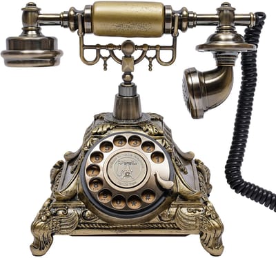 CINK Heritage® Classic Retro Telefoon – Werkende Vintage Bureautelefoon – Europees Antiek Design – Met Draaischijf Look & Druktoetsen – Goud