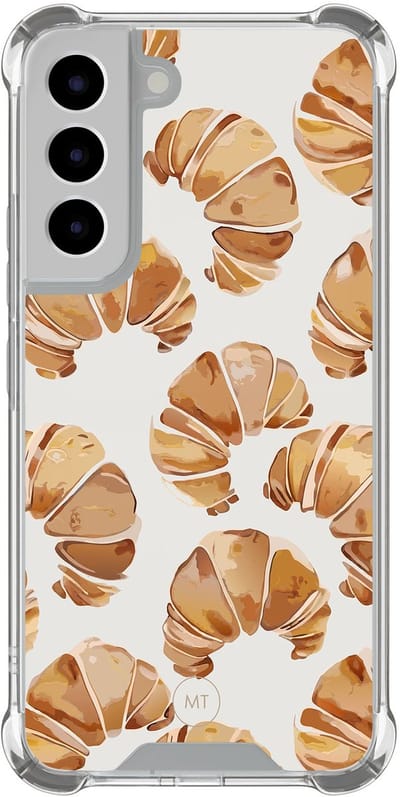 Hoesje (shockproof) geschikt voor Samsung Galaxy S22 - Croissant - Extra sterke case - TPU/polycarbonaat - Print - Beige, Transparant
