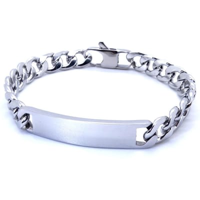 100% Roestvrijstalen Armband 9 mm 8 Inch Curb Cubaanse Schakel Gladde Staaf ID Armbanden voor Mannen Vrouwen Fabrieksaanbieding white